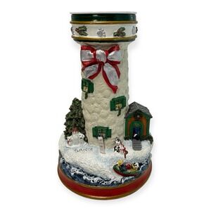 Danbury Mint Waiting For Santa Lighthouse Xmas Candlestick Cheryl Spencer Collin